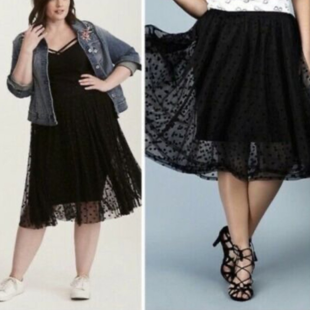 Torrid polka dot tule midi skirt